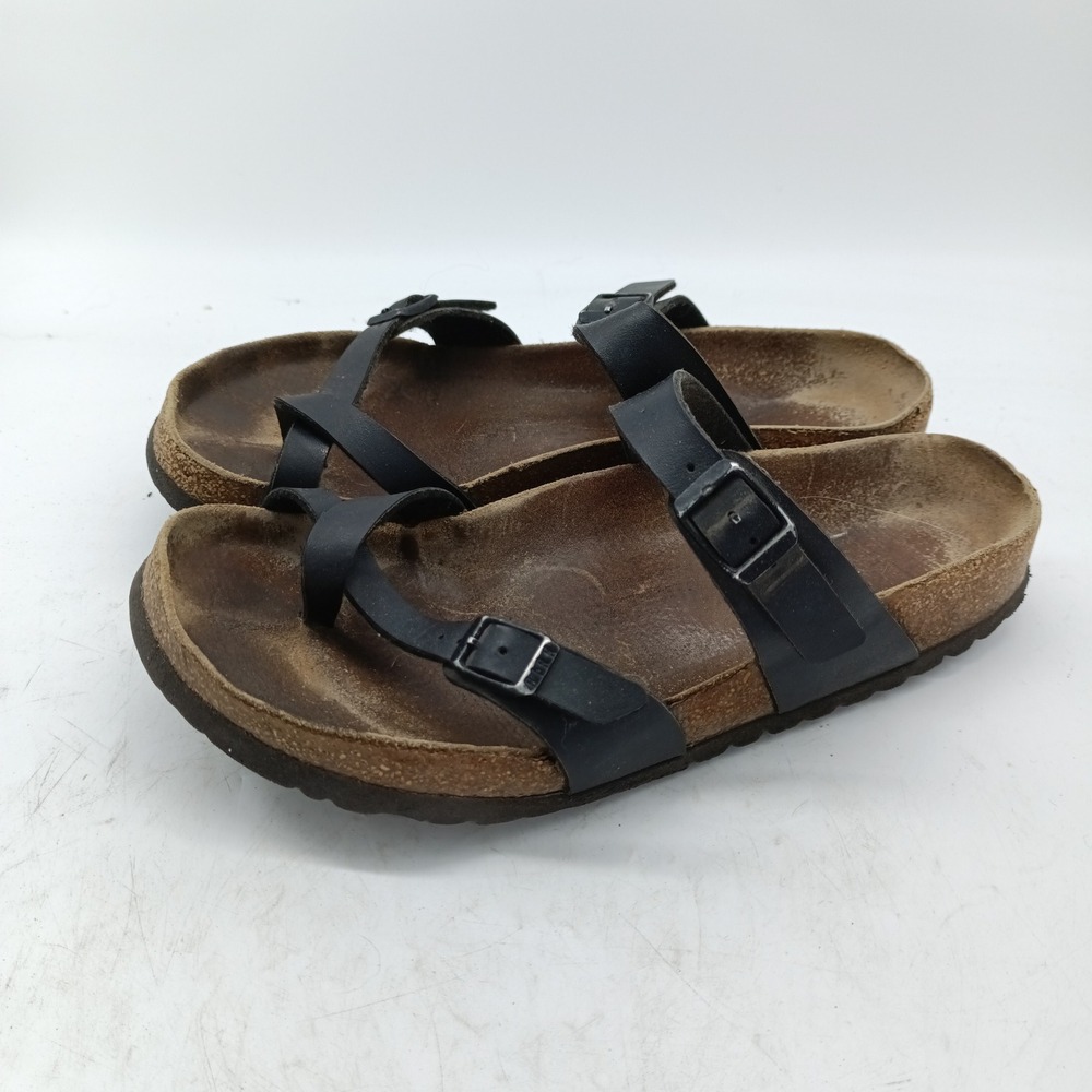 Birkenstock Mayari Black Birko-Flor Strappy Toe Loop Sandals Womens Size 40 BI33
